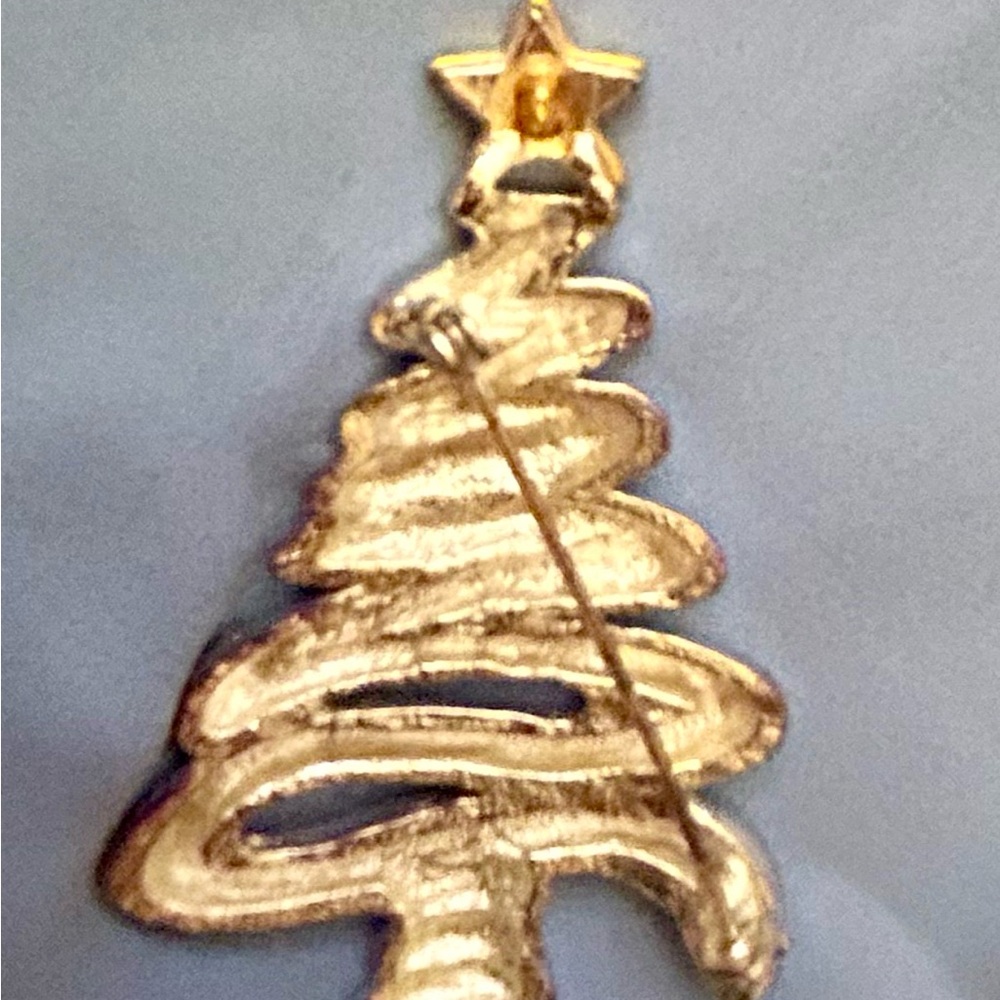 Vintage Christmas Tree Pin Brooch Modernist Swirl Design * - Picture 5 of 5